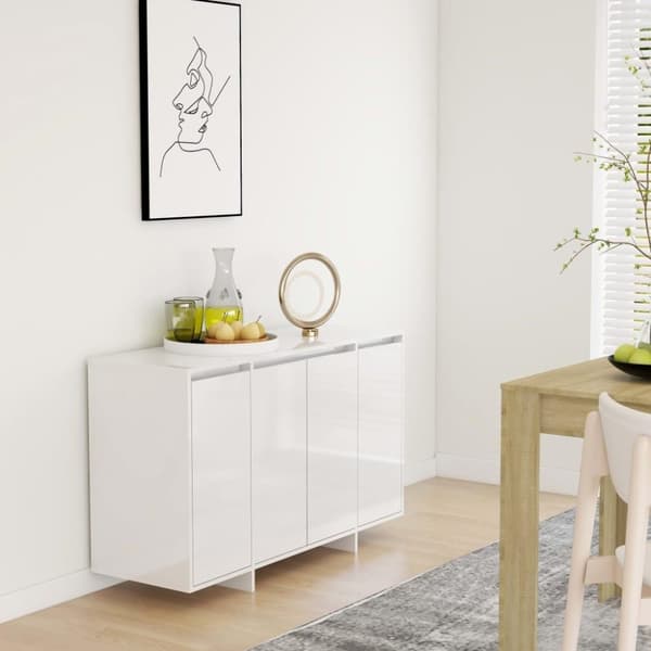 vidaXL Skjenk høyglans hvit 120x41x75 cm konstruert tre
