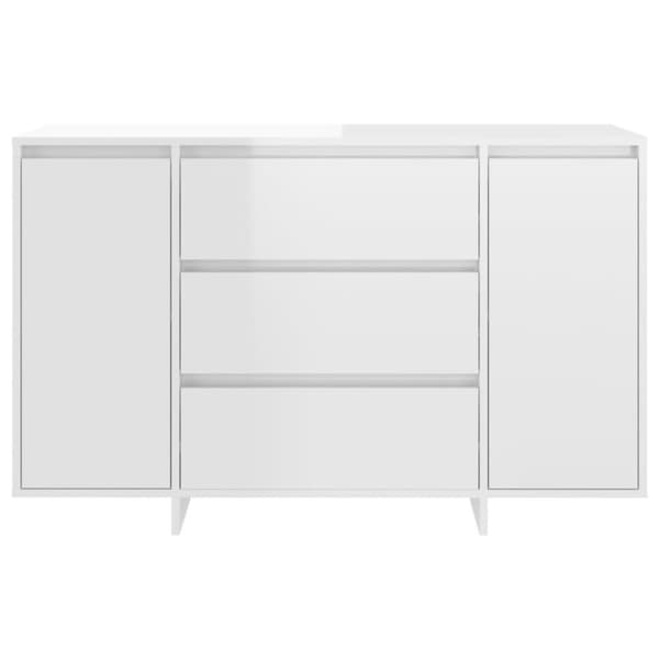 vidaXL Senkki 3 vetolaatikkoa korkeakiilto valk. 120x41x75cm lastulevy