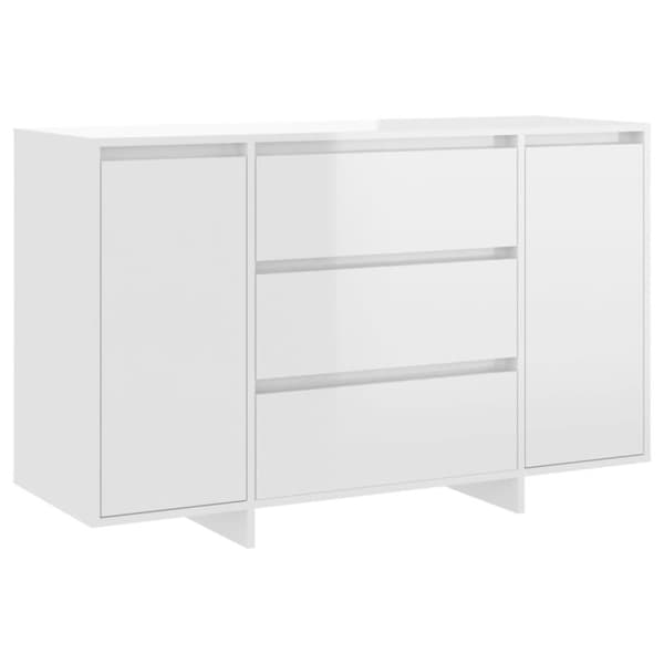 vidaXL Senkki 3 vetolaatikkoa korkeakiilto valk. 120x41x75cm lastulevy