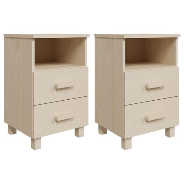 vidaXL Sängbord HAMAR 2 st honungsbrun 40x35x62 cm massivt trä