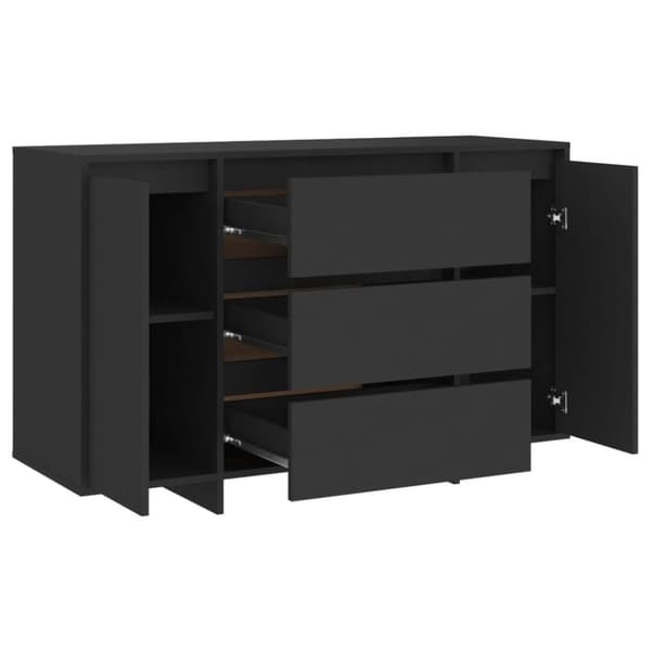 vidaXL skænk med 3 skuffer 120x41x75 cm konstrueret træ sort