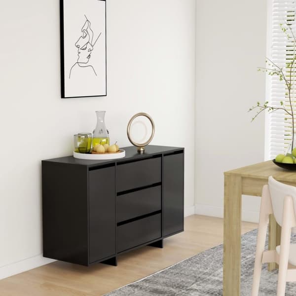 vidaXL skænk med 3 skuffer 120x41x75 cm konstrueret træ sort