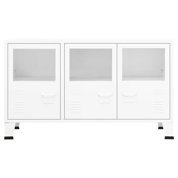 vidaXL Skjenk hvit 105x35x62 cm metall og glass