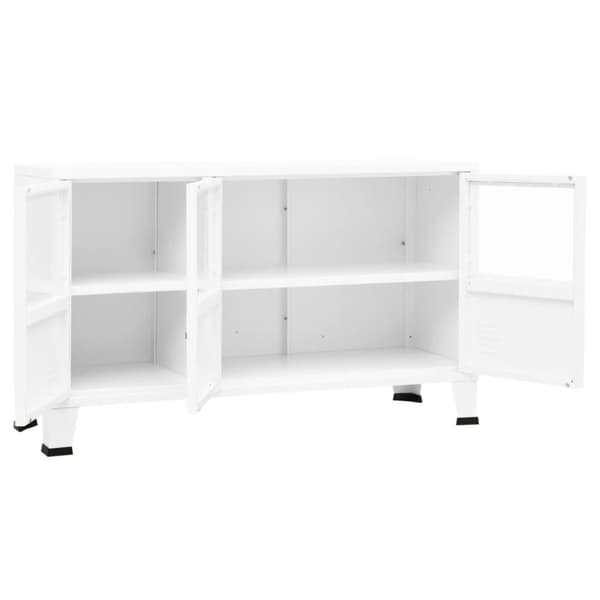 vidaXL Skjenk hvit 105x35x62 cm metall og glass