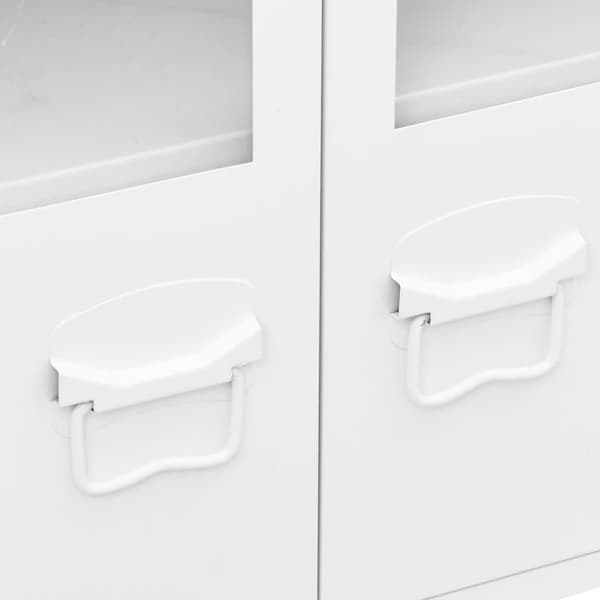 vidaXL Skjenk hvit 105x35x62 cm metall og glass