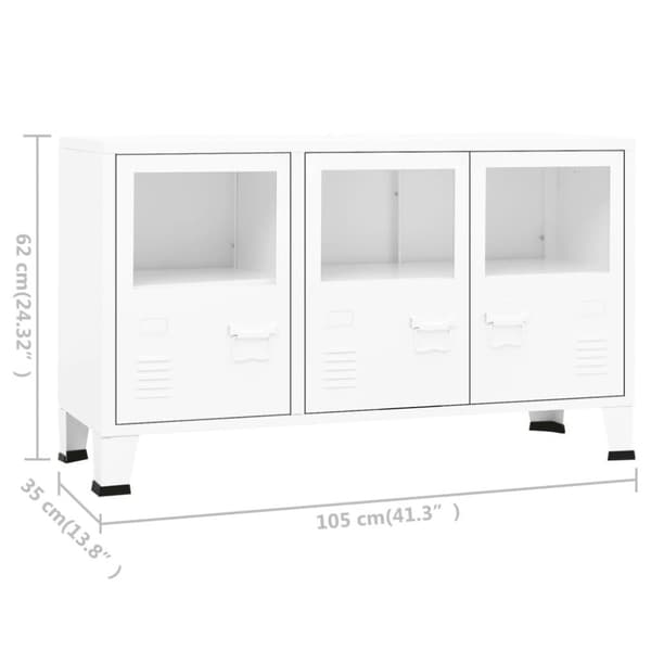 vidaXL Skjenk hvit 105x35x62 cm metall og glass