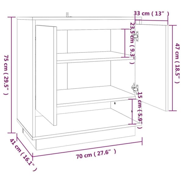 vidaXL Skänk sonoma-ek 70x41x75 cm spånskiva