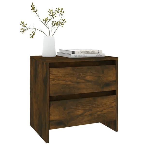 vidaXL sengeborde 2 stk. 45x34,5x44,5 cm spånplade røget egetræsfarve