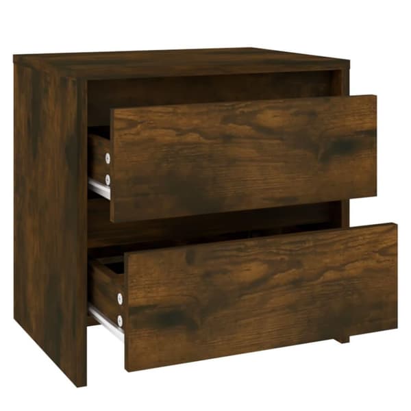 vidaXL sengeborde 2 stk. 45x34,5x44,5 cm spånplade røget egetræsfarve