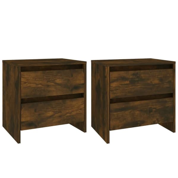 vidaXL sengeborde 2 stk. 45x34,5x44,5 cm spånplade røget egetræsfarve