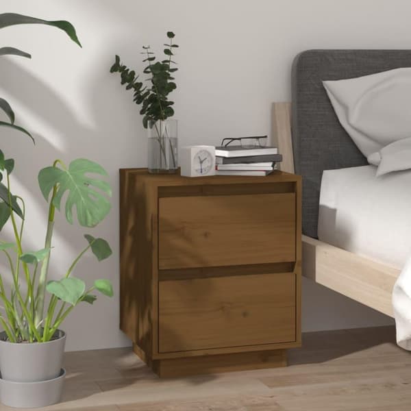 vidaXL Yöpöydät 2 kpl hunajanruskea 40x35x50 cm täysi mänty