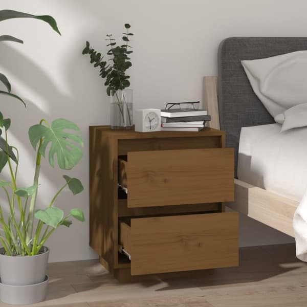 vidaXL Yöpöydät 2 kpl hunajanruskea 40x35x50 cm täysi mänty