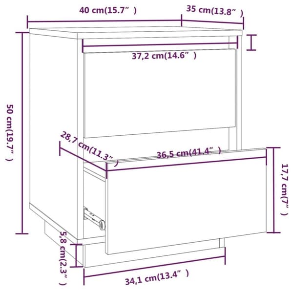 vidaXL Yöpöydät 2 kpl hunajanruskea 40x35x50 cm täysi mänty