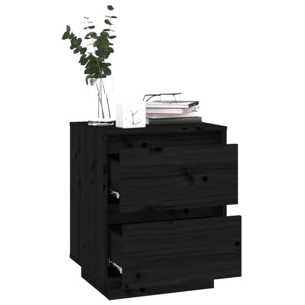 vidaXL Sängbord 2 st svart 40x35x50 cm massiv furu