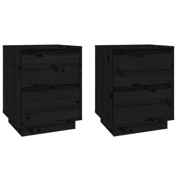 vidaXL Nattbord 2 stk svart 40x35x50 heltre furu