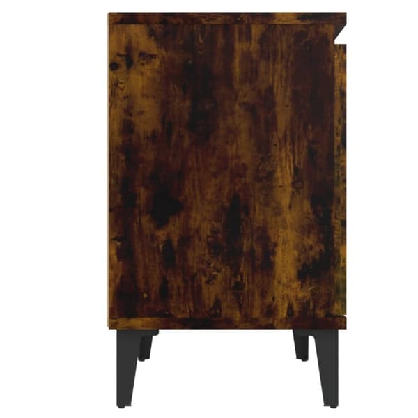 vidaXL Yöpöytä metallijaloilla savutammi 40x30x50 cm