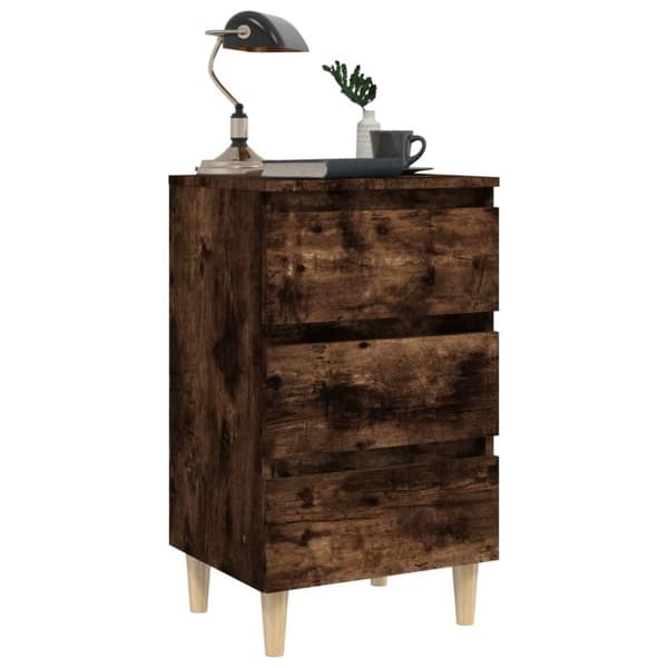 vidaXL sengeborde 2 stk. med massive træben 40x35x69 cm røget egetræ