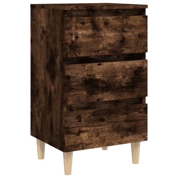 vidaXL sengeborde 2 stk. med massive træben 40x35x69 cm røget egetræ