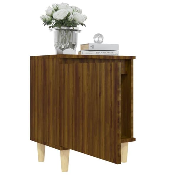 vidaXL Nattbord med ben i heltre 2 stk brun eik 40x30x50 cm