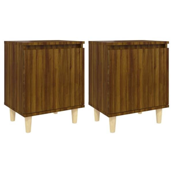 vidaXL Nattbord med ben i heltre 2 stk brun eik 40x30x50 cm