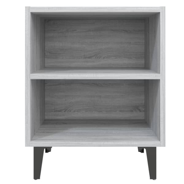 vidaXL sengebord med metalben 40x30x50 cm grå sonoma-eg