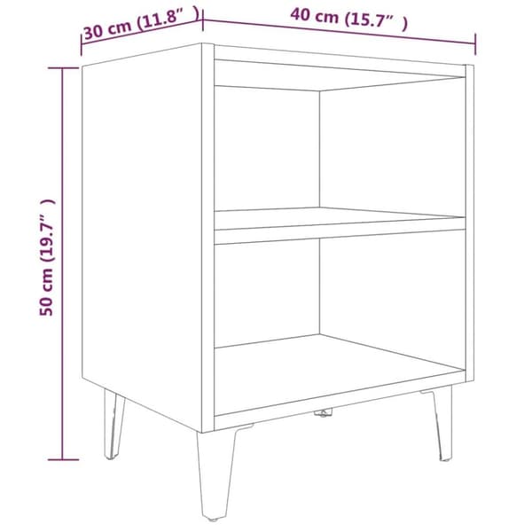 vidaXL sengebord med metalben 40x30x50 cm grå sonoma-eg