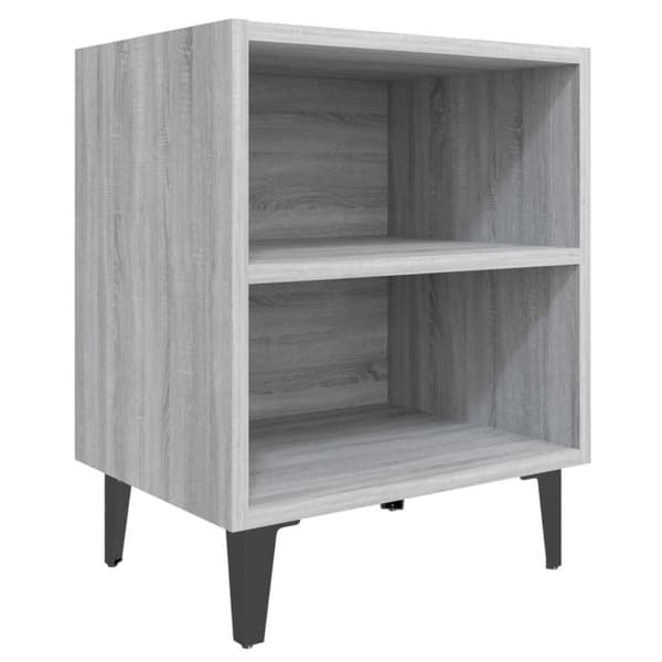 vidaXL sengebord med metalben 40x30x50 cm grå sonoma-eg