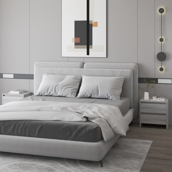 vidaXL sengeborde 2 stk. 45x34,5x44,5 cm konstrueret træ grå sonoma-eg