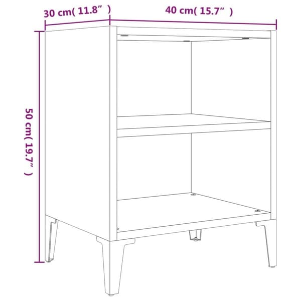 vidaXL Nattbord med metallben 2 stk brun eik 40x30x50 cm