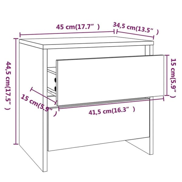 vidaXL Nattbord 2 stk betonggrå 45x34,5x44,5 cm sponplate
