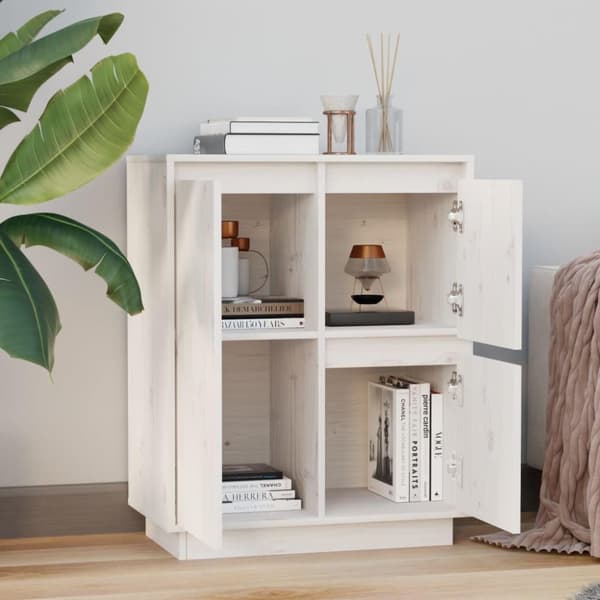 vidaXL Skjenk hvit 60x34x75 cm heltre furu