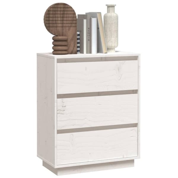 vidaXL skænk 60x34x75 cm massivt fyrretræ hvid