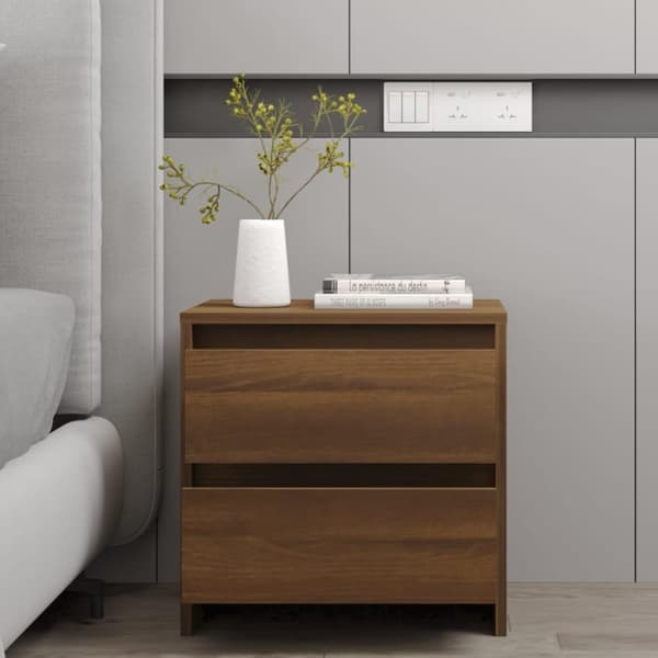 vidaXL sengebord 45x34,5x44,5 cm spånplade brun egetræsfarve