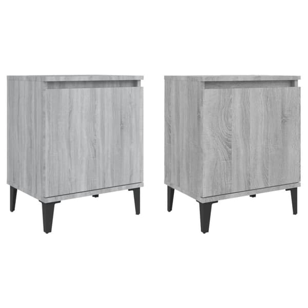 vidaXL sengeborde med metalben 40x30x50 cm grå sonoma-eg