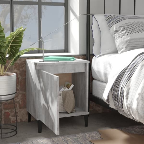 vidaXL sengeborde med metalben 40x30x50 cm grå sonoma-eg