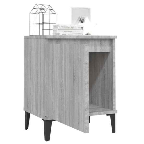 vidaXL sengeborde med metalben 40x30x50 cm grå sonoma-eg