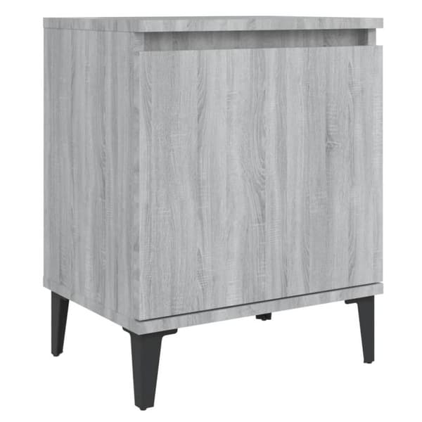 vidaXL sengeborde med metalben 40x30x50 cm grå sonoma-eg