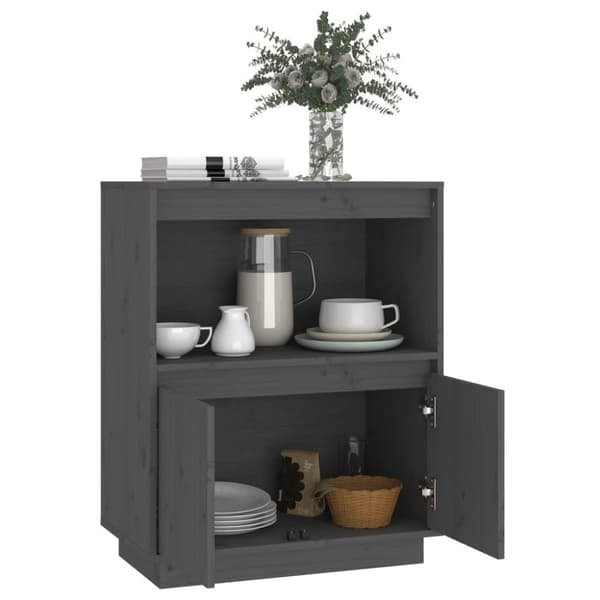 vidaXL Skjenk grå 60x34x75 cm heltre furu