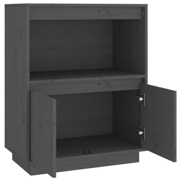 vidaXL Skjenk grå 60x34x75 cm heltre furu