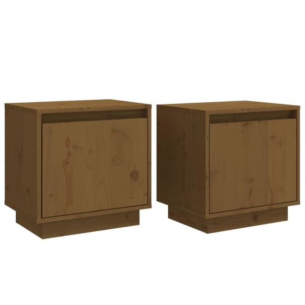 vidaXL sengeborde 2 stk. 40x30x40 cm massivt fyrretræ gyldenbrun