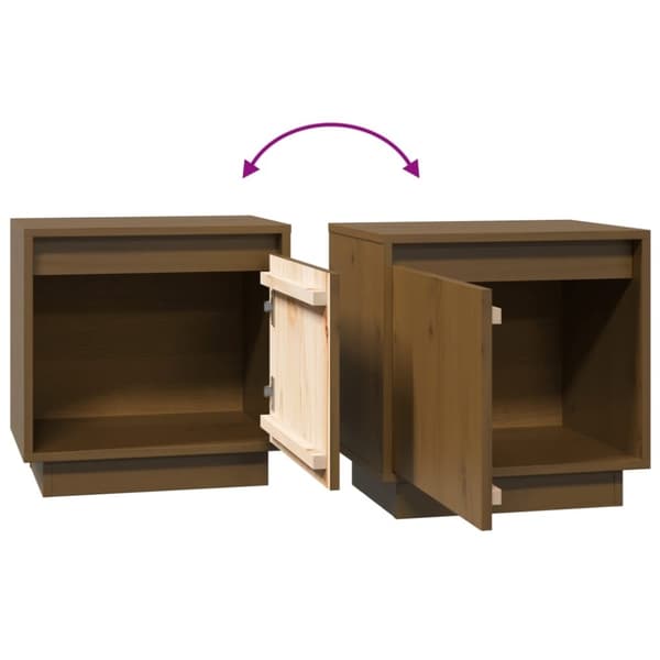 vidaXL sengeborde 2 stk. 40x30x40 cm massivt fyrretræ gyldenbrun