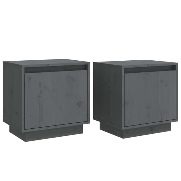 vidaXL Nattbord 2 stk grå 40x30x40 heltre furu