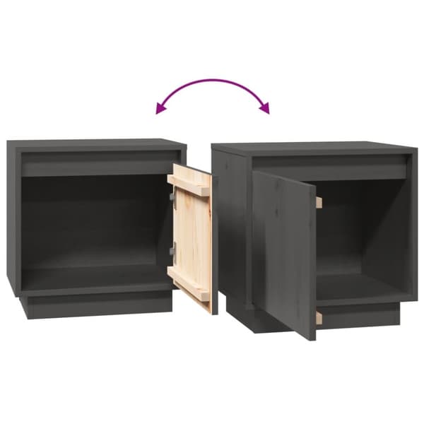 vidaXL Nattbord 2 stk grå 40x30x40 heltre furu