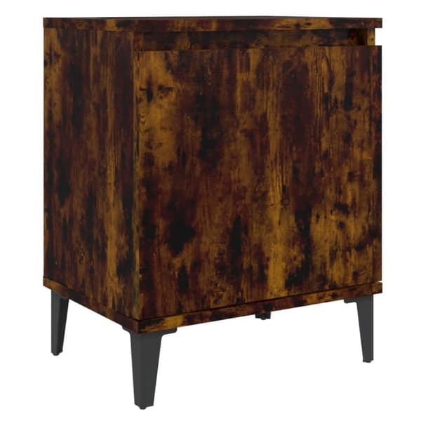 vidaXL sengeborde med metalben 40x30x50 cm røget egetræsfarve