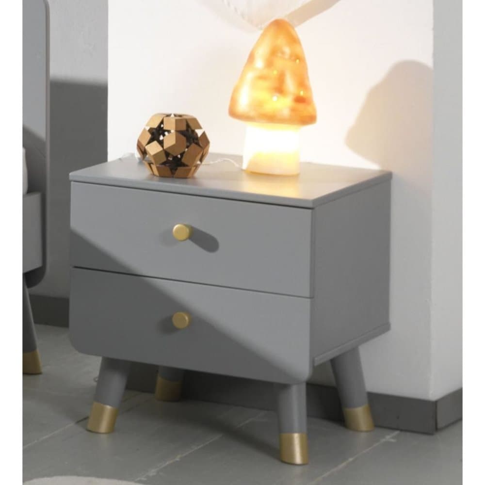 Vipack Sängbord Billy 2 lådor trä grå