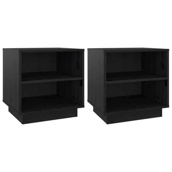 vidaXL Nattbord 2 stk svart 40x34x40 cm heltre furu