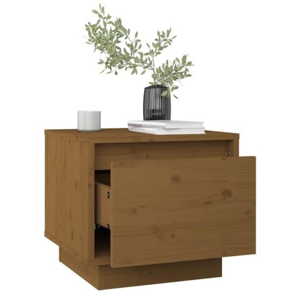 vidaXL sengeborde 2 stk. 35x34x32 cm massivt fyrretræ gyldenbrun