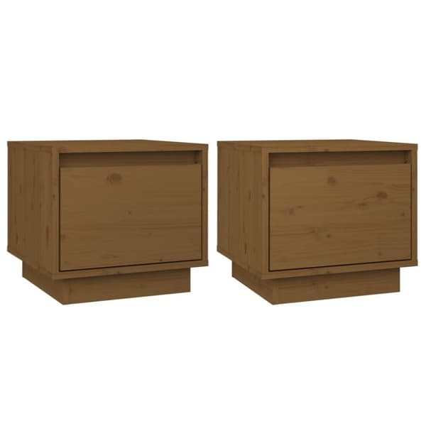 vidaXL sengeborde 2 stk. 35x34x32 cm massivt fyrretræ gyldenbrun