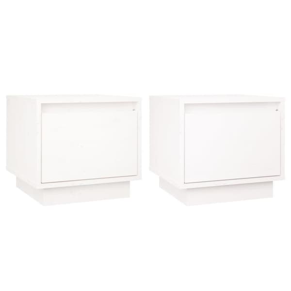 vidaXL sengeborde 2 stk. 35x34x32 cm massivt fyrretræ hvid