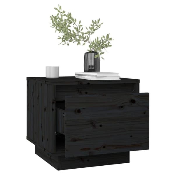 vidaXL Sängbord svart 35x34x32 cm massiv furu